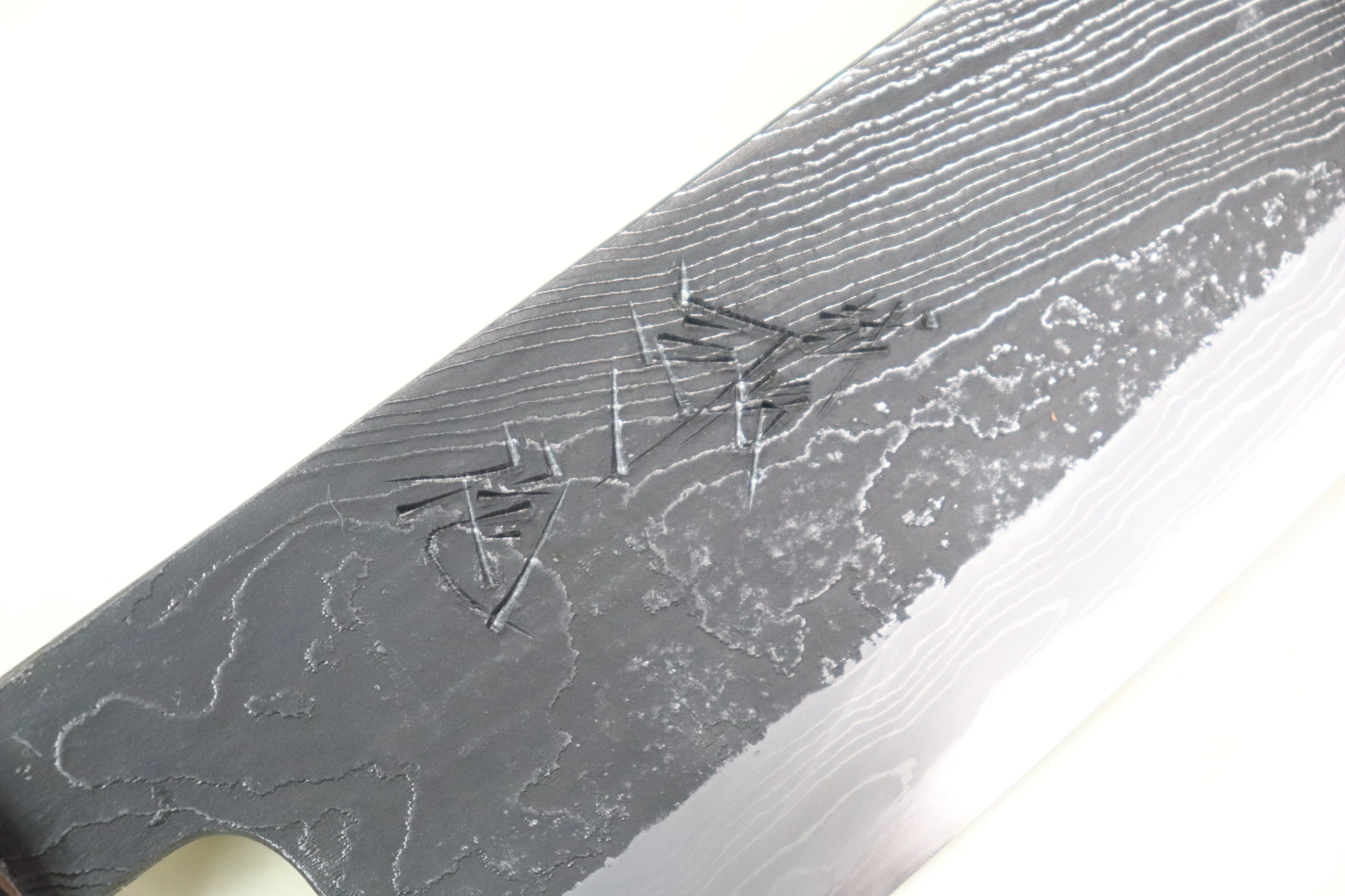 Tsukasa Hinoura Custom Knife TH-14 "Unryu-Mon" Wa Santoku 165mm (6.4 inch, Enjyu Wood Handle with Water Buffalo Horn Ferrule & Butt) - Image 3