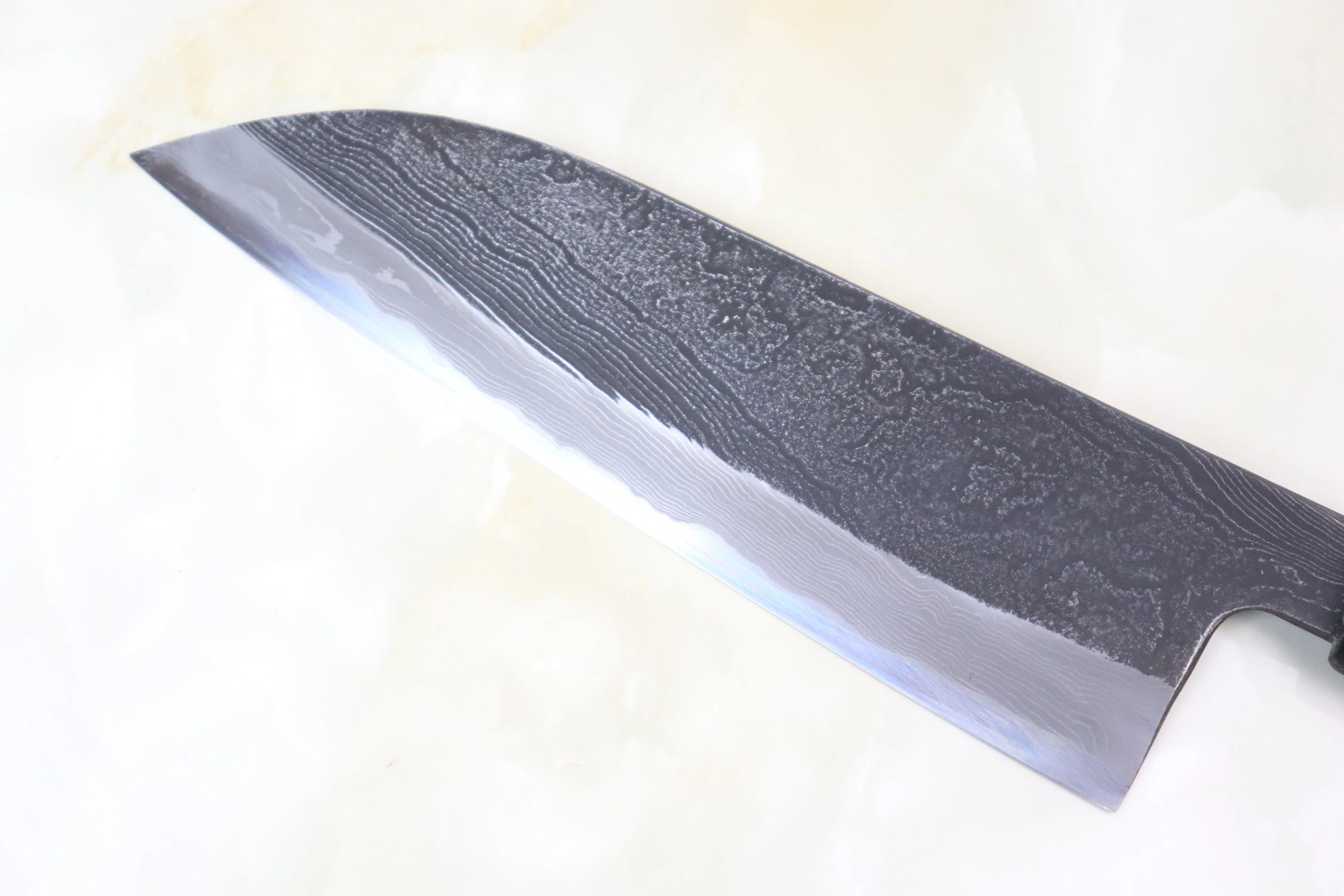 Tsukasa Hinoura Custom Knife TH-14 "Unryu-Mon" Wa Santoku 165mm (6.4 inch, Enjyu Wood Handle with Water Buffalo Horn Ferrule & Butt) - Image 4